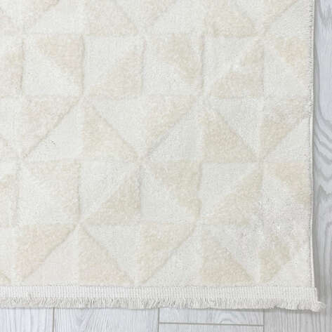 Halıstores Modern Geometrik Desenli Krem-Bej Halı Tornado TRN5 - 4