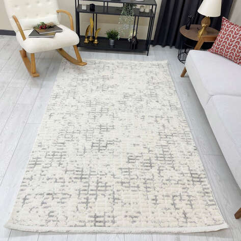 Halıstores Modern Geometrik Desenli Krem-Bej Halı Tornado TRN2 - 3