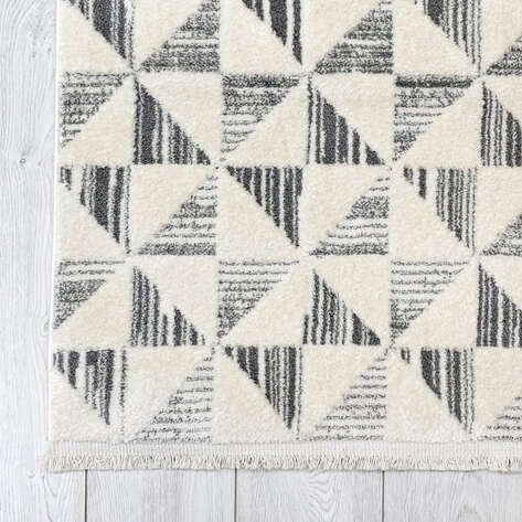 Halıstores Modern Geometrik Desenli Krem-Gri Halı Tornado TRN3 - 4