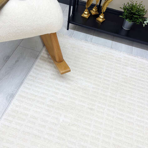 Halıstores Modern Geometrik Desenli Krem-Gri Halı Tornado TRN6 - 4
