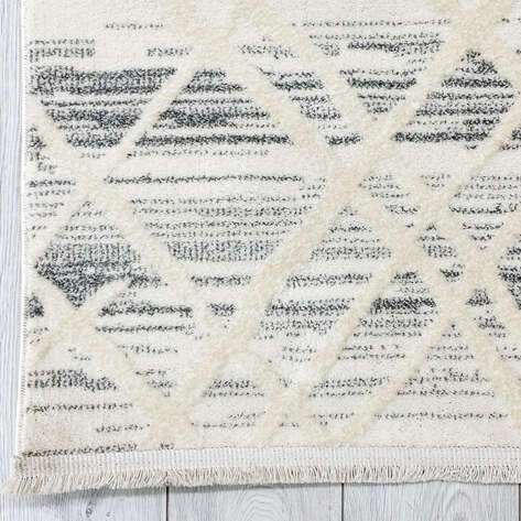 Halıstores Modern Geometrik Desenli Krem-Gri Halı Tornado TRN8 - 4