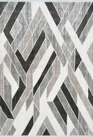 Halıstores Mono Yumuşak Dokulu Antrasit Gri Geometrik Desenli Dekoratif İskandinav Saçaklı Salon Halısı - 2