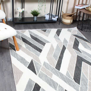 Halıstores Mono Yumuşak Dokulu Antrasit Gri Geometrik Desenli Dekoratif İskandinav Saçaklı Salon Halısı (3)