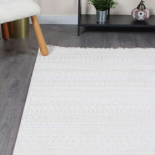 Halıstores Mono Yumuşak Dokulu Krem Etnik Desenli Dekoratif İskandinav Saçaklı Halı (4)
