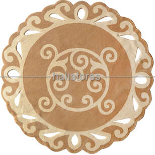 Halıstores Reserve Design Dantel Yuvarlak Halı Bej-Krem (1)