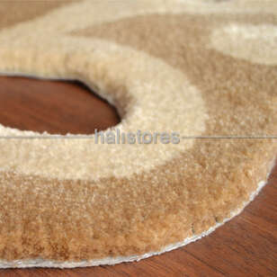 Halıstores Reserve Design Dantel Yuvarlak Halı Bej-Krem (5)