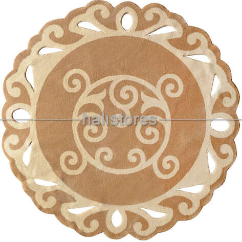 Halıstores Reserve Design Dantel Yuvarlak Halı Bej-Krem - 1