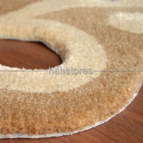 Halıstores Reserve Design Dantel Yuvarlak Halı Bej-Krem - 5