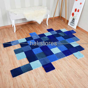 Halıstores Reserve Design Mavi Kutucuklar Halı (2)