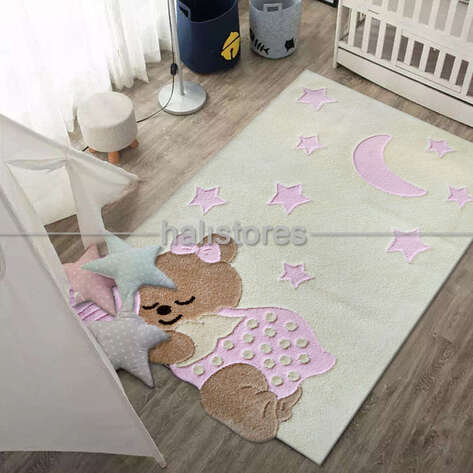 Halıstores Reserve Kişiye Özel Tasarım Çocuk Halısı Ayıcık Pembe - 1