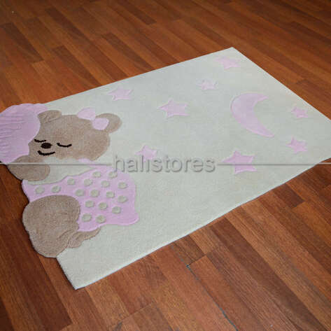 Halıstores Reserve Kişiye Özel Tasarım Çocuk Halısı Ayıcık Pembe - 2