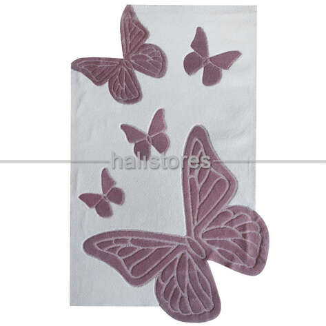 Halıstores Reserve Kişiye Özel Tasarım Çocuk Halısı Kelebek Lila-Ekru - 3