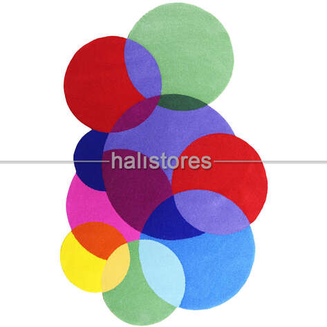 Halıstores Reserve Kişiye Özel Tasarım Halı Renkli Daireler 02 - 1