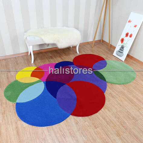 Halıstores Reserve Kişiye Özel Tasarım Halı Renkli Daireler 02 - 2