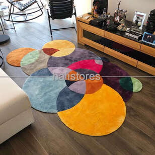Halıstores Reserve Kişiye Özel Tasarım Halı Renkli Daireler (1)