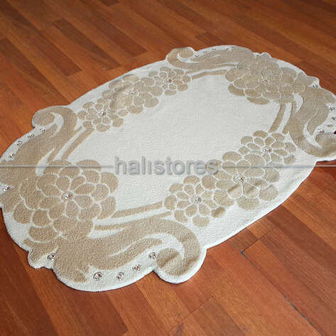 Halıstores Reserve Kişiye Özel Tasarım Taşlı Halı Krem-Bej - 1