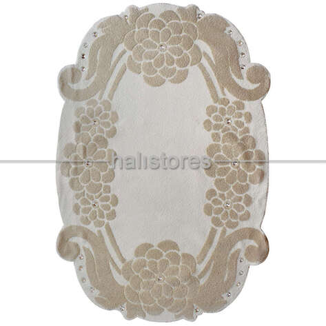 Halıstores Reserve Kişiye Özel Tasarım Taşlı Halı Krem-Bej - 2