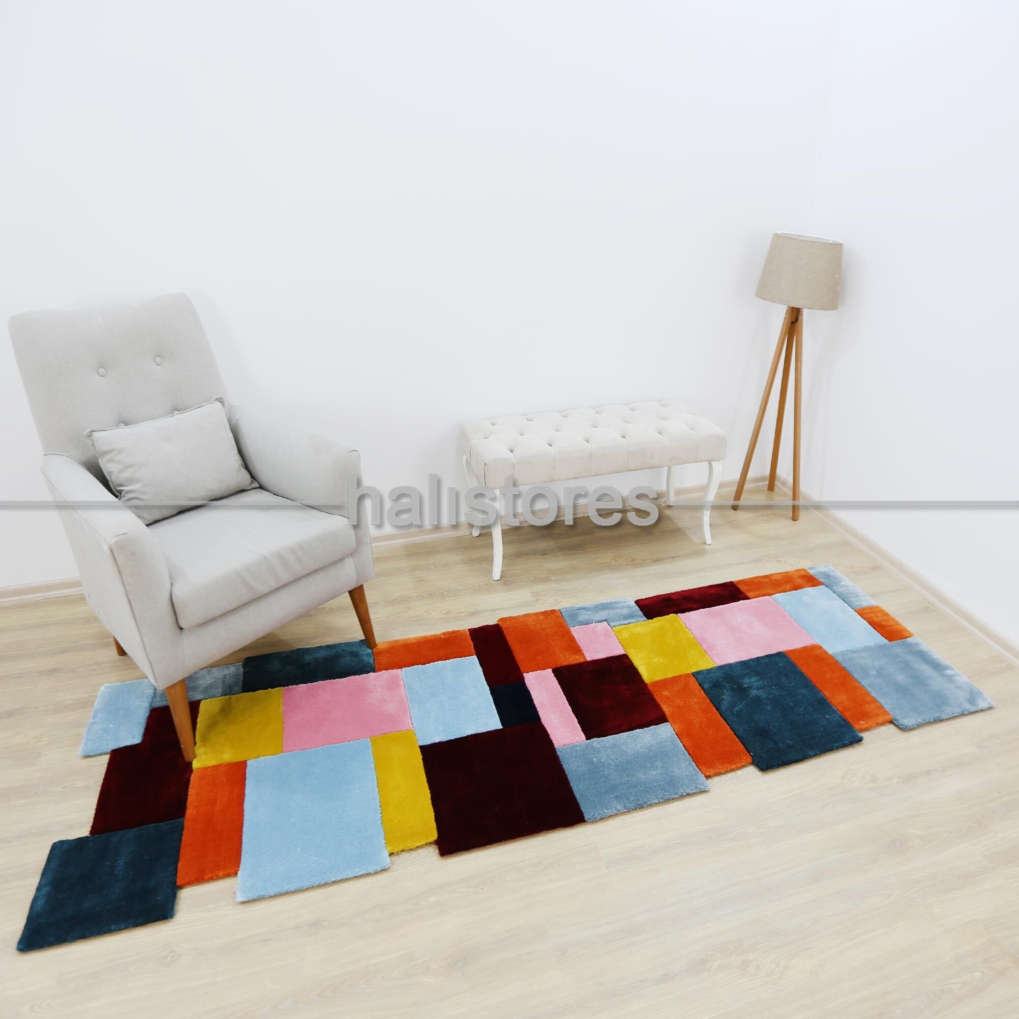 Halıstores Reserve Kişiye Özel Tasarım Yolluk Halı Renkli Kareler 02