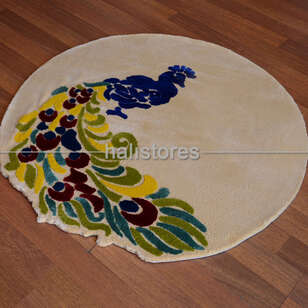 Halıstores Reserve Kişiye Özel Tasarım Yuvarlak Halı Tavus Kuşu (3)