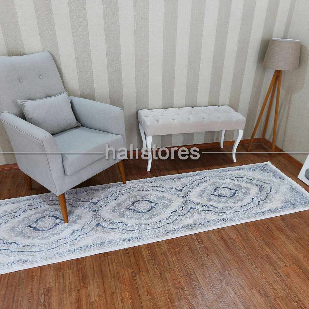 Halıstores Salon Halısı Sezi SZ10 Beyaz-Mavi