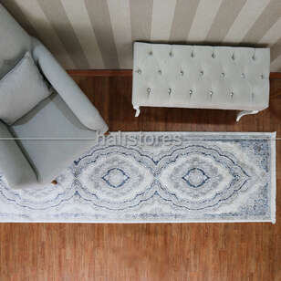 Halıstores Salon Halısı Sezi SZ10 Beyaz-Mavi (1)