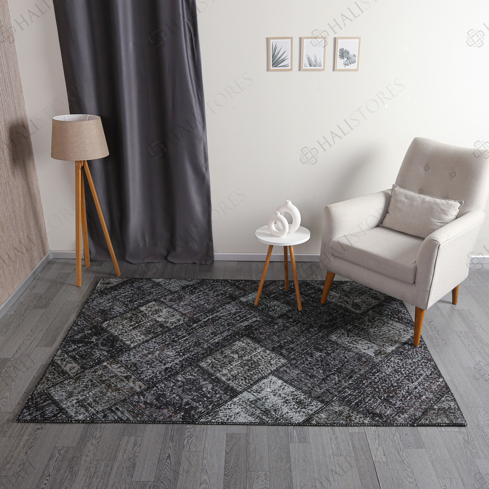 Halıstores Siyah Patchwork Halı 160x230cm
