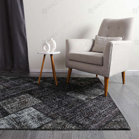 Halıstores Siyah Patchwork Halı 160x230cm - 2