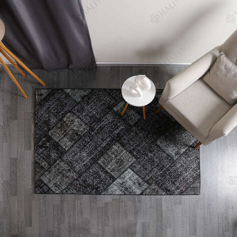 Halıstores Siyah Patchwork Halı 160x230cm - 3