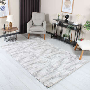Halıstores Stone Desenli Dekoratif Gri Saçaklı Salon Halısı ST1 (1)