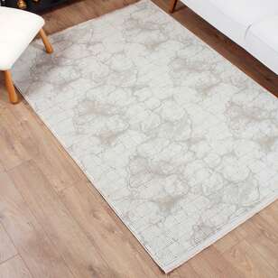 Halıstores Stone Modern Desenli Dekoratif Krem - Bej Saçaklı Salon Halısı ST6 (1)
