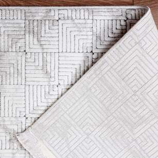 Halıstores Stone Modern Desenli Dekoratif Krem - Bej Saçaklı Salon Halısı ST6 (6)