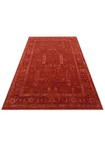 Halıstores Vintage Eskitme Desenli Modern Yumuşak Dokulu Makine Halısı Shr 03 Kırmızı - 2