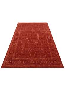 Halıstores Vintage Eskitme Desenli Modern Yumuşak Dokulu Makine Halısı Shr 03 Kırmızı (2)