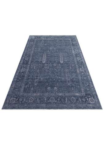 Halıstores Vintage Eskitme Desenli Modern Yumuşak Dokulu Makine Halısı Shr 03 Lacivert - 2