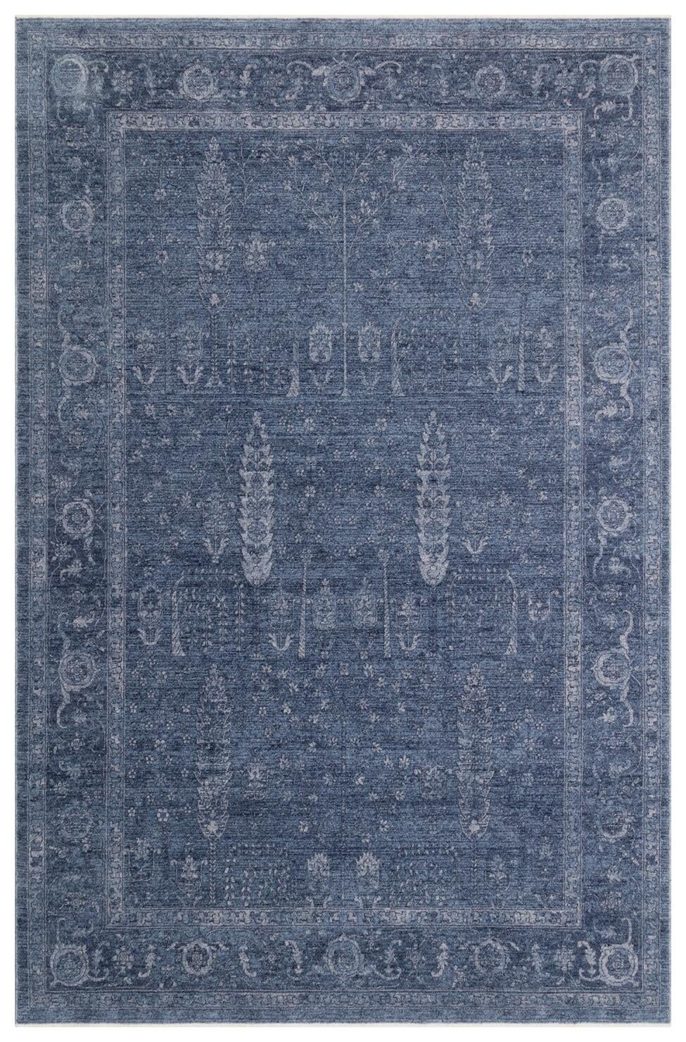 Halıstores Vintage Eskitme Desenli Modern Yumuşak Dokulu Makine Halısı Shr 03 Lacivert