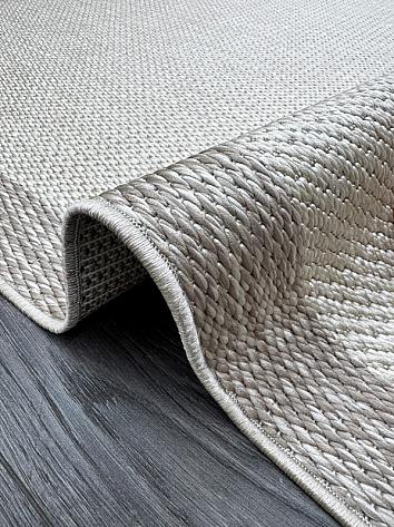 Halıstores Yıkanabilir Hav ve Toz Vermeyen Kaymaz Tabanlı Bordürlü Sisal Halı S14 Bej Vizon - 2