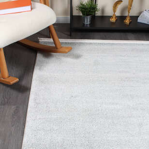 Hayal 66608 Beyaz Modern Siyah Kırçıllı Saçaklı Salon Halısı (3)