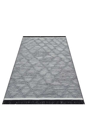 İskandinav Desenli Hav Toz Vermez Yıkanabilir Modern Desenli Dokuma Kilim Arya Arc 02 Gri  - 2