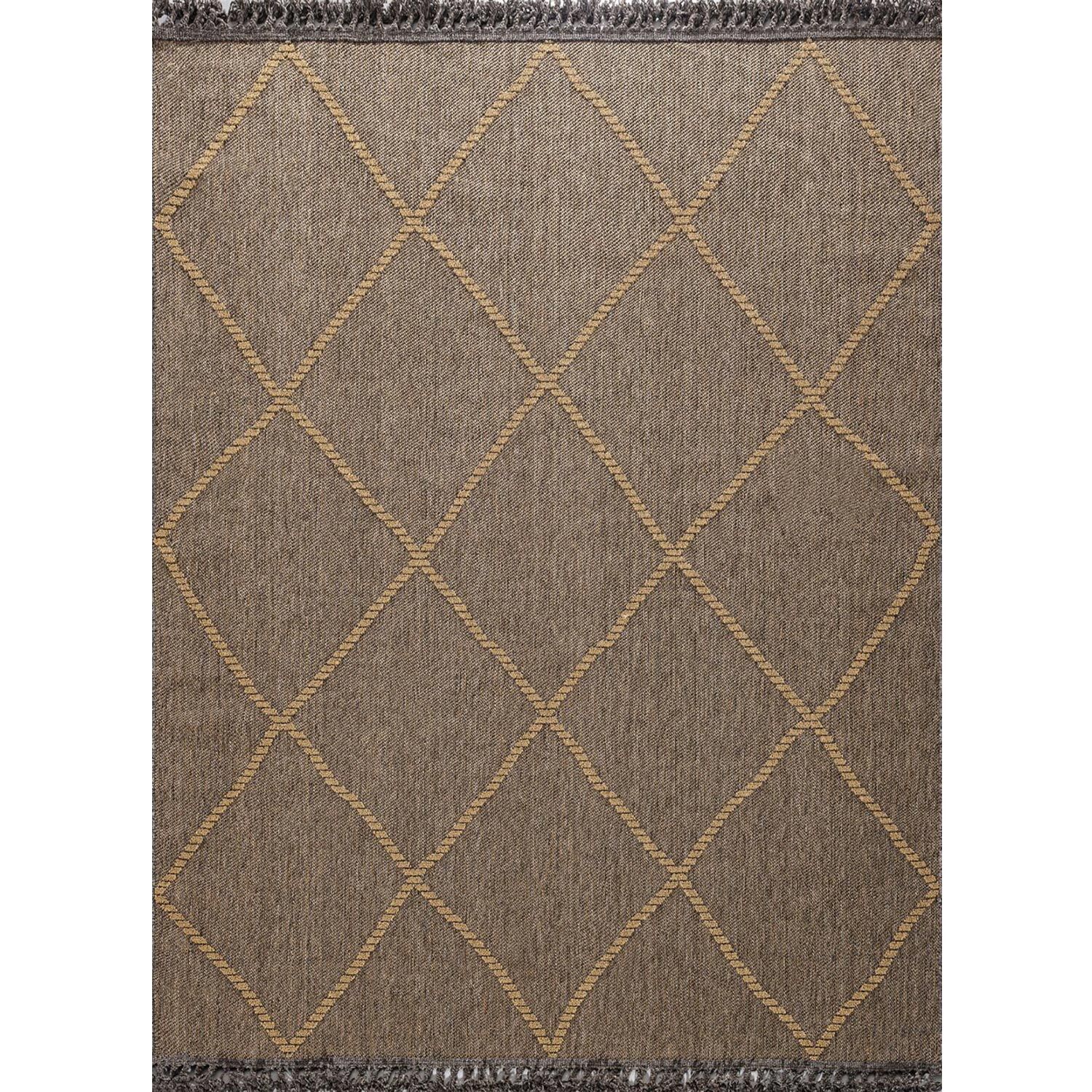 İskandinav Tarzı Halı Geometrik Desenli Norden Gold Antrasit B808