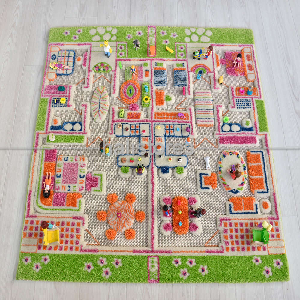 İvi Halı İkiz Evler Yeşil 100x100