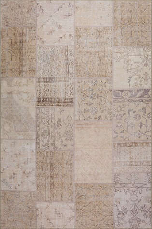 Patchwork Desenli Dokuma Taban Dekoratif Bej Halı HS 15 - 1