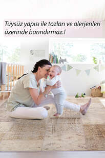 Patchwork Desenli Dokuma Taban Dekoratif Bej Halı HS 15 (8)