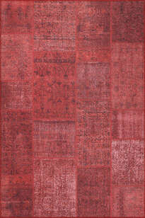 Patchwork Desenli Dokuma Taban Dekoratif Kırmızı Halı HS 164 (1)