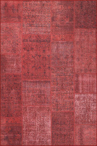 Patchwork Desenli Dokuma Taban Dekoratif Kırmızı Halı HS 164 - 1