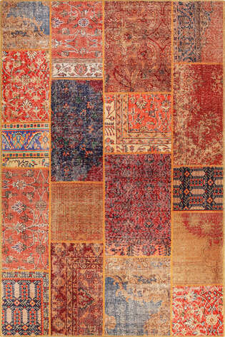 Patchwork Desenli Dokuma Taban Dekoratif Renkli Halı HS 16 - 1