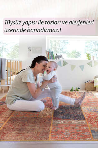 Patchwork Desenli Dokuma Taban Dekoratif Renkli Halı HS 16 - 7
