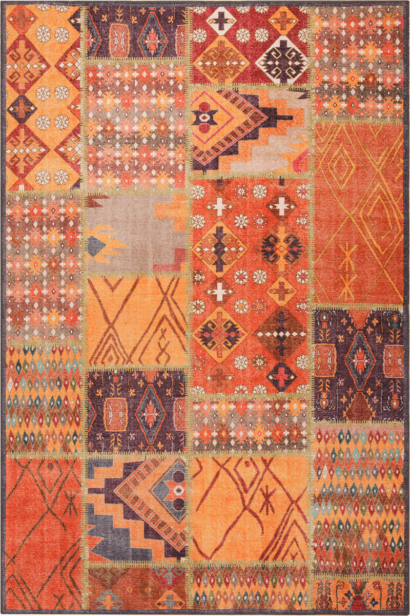Patchwork Desenli Dokuma Taban Dekoratif Renkli Halı  HS 332