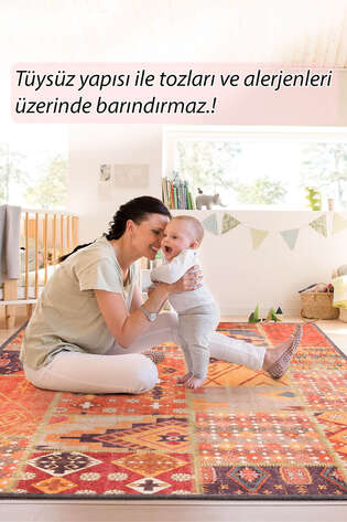Patchwork Desenli Dokuma Taban Dekoratif Renkli Halı  HS 332 - 7