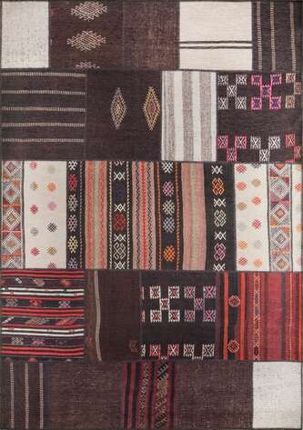 Patchwork Desenli Dokuma Taban Dekoratif Renkli Halı HS 45 - 1