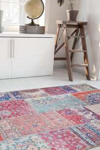 Patchwork Desenli Dokuma Taban Dekoratif Rustik Halı HS 82 (2)